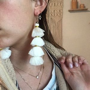 White statement earrings